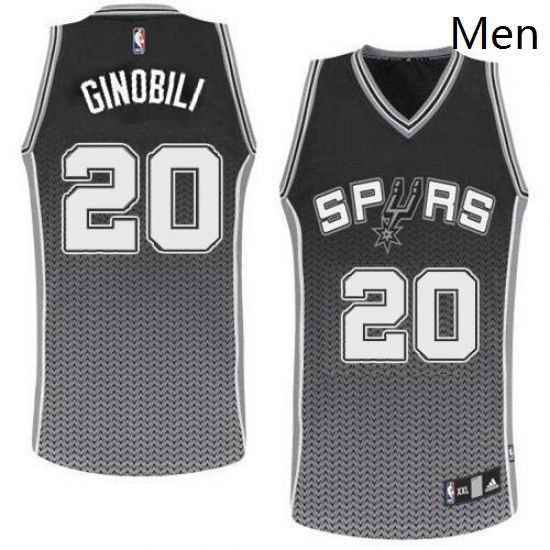 Mens Adidas San Antonio Spurs 20 Manu Ginobili Authentic Black Resonate Fashion NBA Jersey
